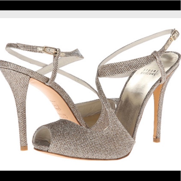 Stuart Weitzman “Inviting” Heel in Platinum Noir - Picture 1 of 6